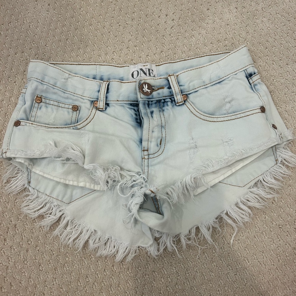 One teaspoon acid wash denim shorts